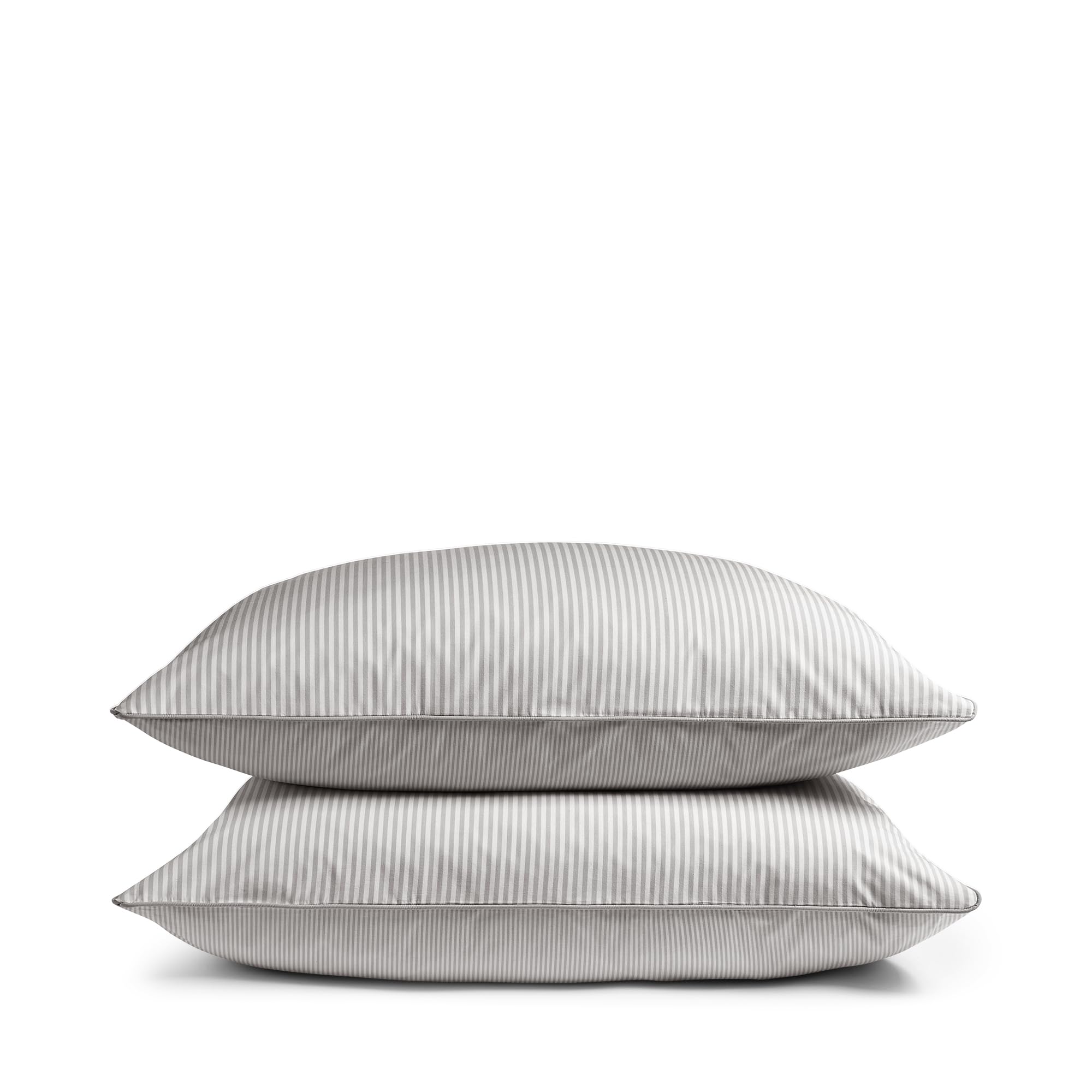 DIP & DOZE Luxury Organic Cotton Percale Striped Pillowcase Pair Dove Grey