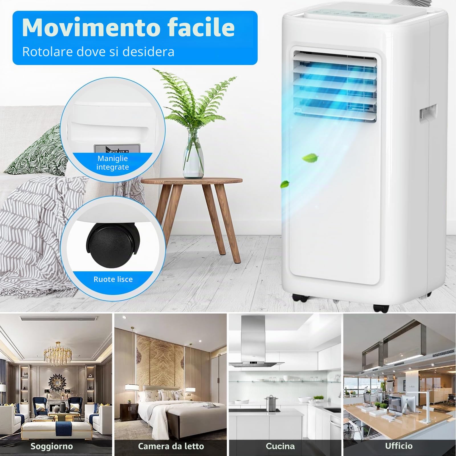 LEADZM Climatizzatore 8000BTU WiFi telecomando kit finestra