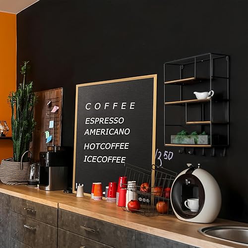 Miniatura 7 de INNOVART Tablero de letras extra grande de 24 x 30 pulgadas, tablero de letras de fieltro negro con marco de roble macizo, tablero de menú con