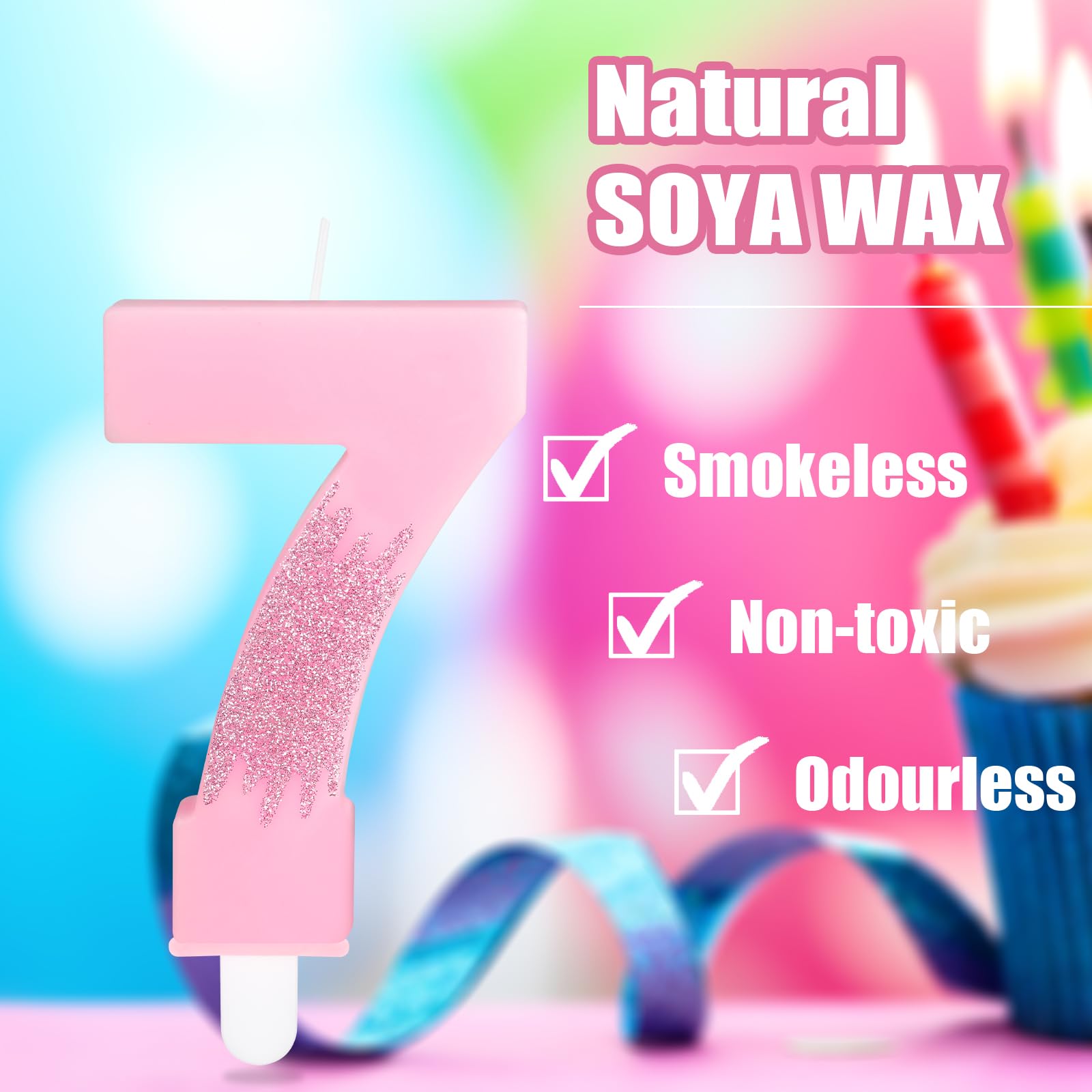 Geburtstagskerze Mit Krone – Rosa Zahl 7 Mit Farbverlauf Für Kuchen & Cupcakes