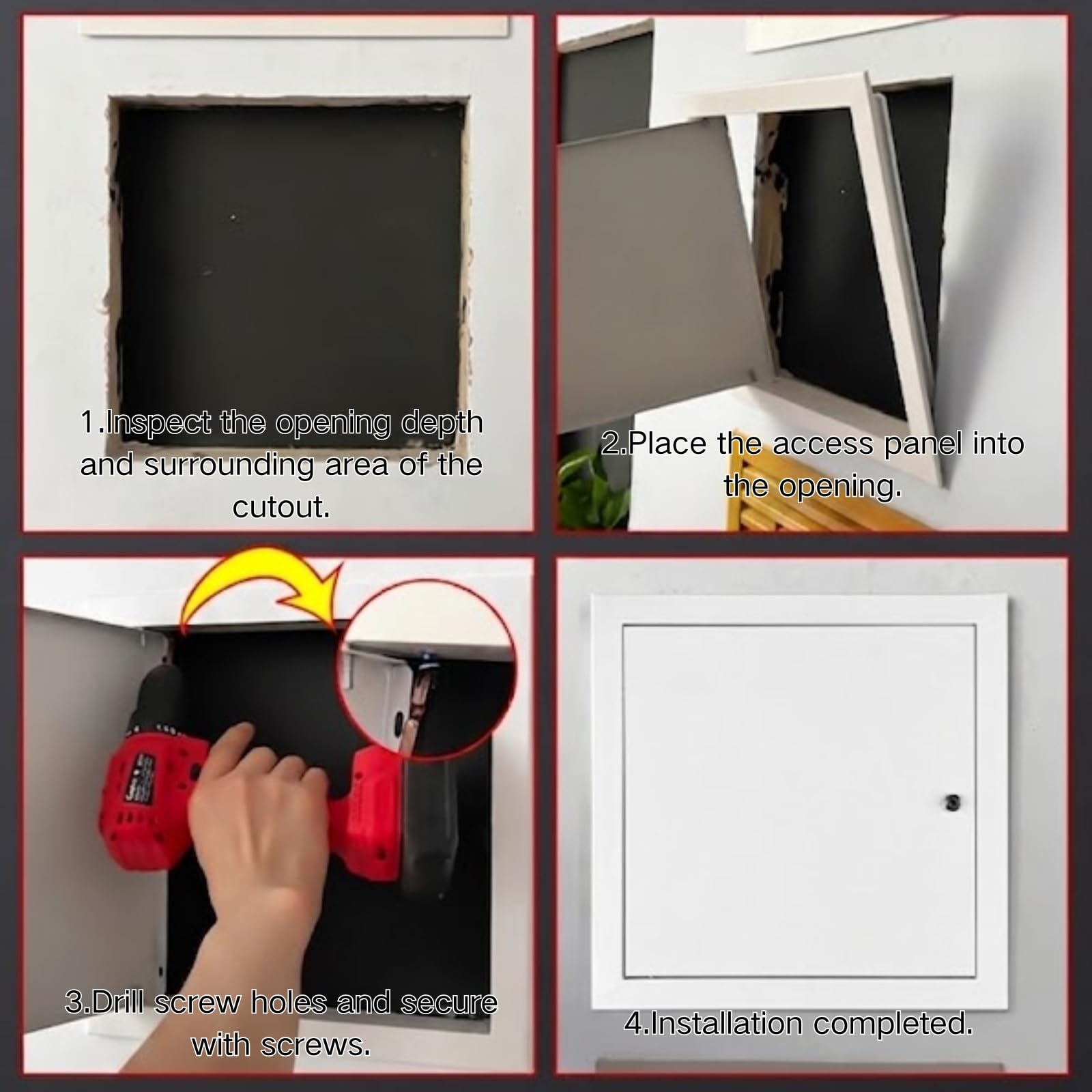Revisionsklappe Aluminium abschließbar, Revisionstür für Trockenbau Wand & Decke, Wartungsklappe mit Vierkantverschluss, Aluminium Revisionsklappe Weiß lackiert(Weiß,30x30cm)