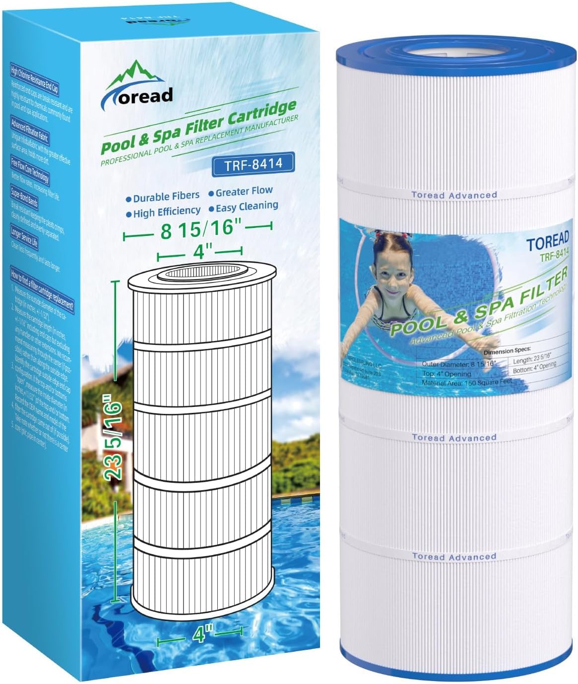 TOREAD Pool Filter Replaces Jandy CS150, X-Stream CC1500, CCX1500RE, X-Stream 150, PJANCS150, R0462300, C-8414, FC-1287, Star-Clear Plus C1502,