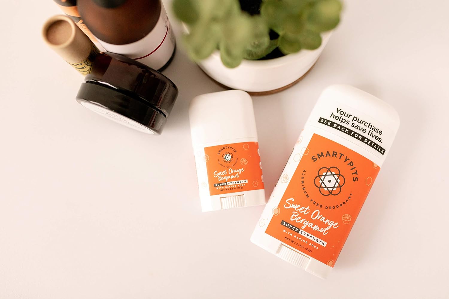 SmartyPits -2 Pack Natural/Aluminum-Free Deodorant (with baking soda) Paraben Free, Phthalate Free, PROPYLENE GLYCOL FREE, Not Tested on Animals | 2.9oz (Sweet Orange Bergamot)