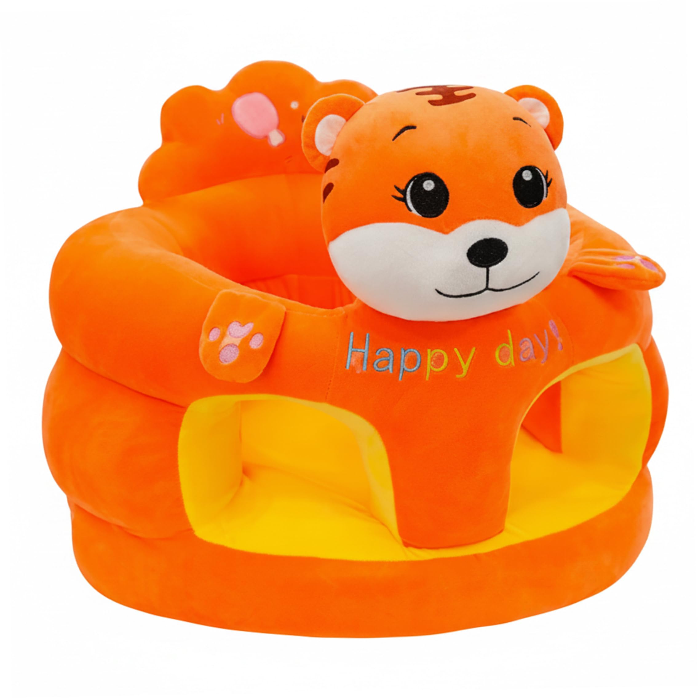 Lcarege Baby Sitting Chair, Orange Tiger Sit Me Up Floor Seat For Baby - Plush Sitting Chair With Anti-tip Base, Support For Infants 3-12 Months