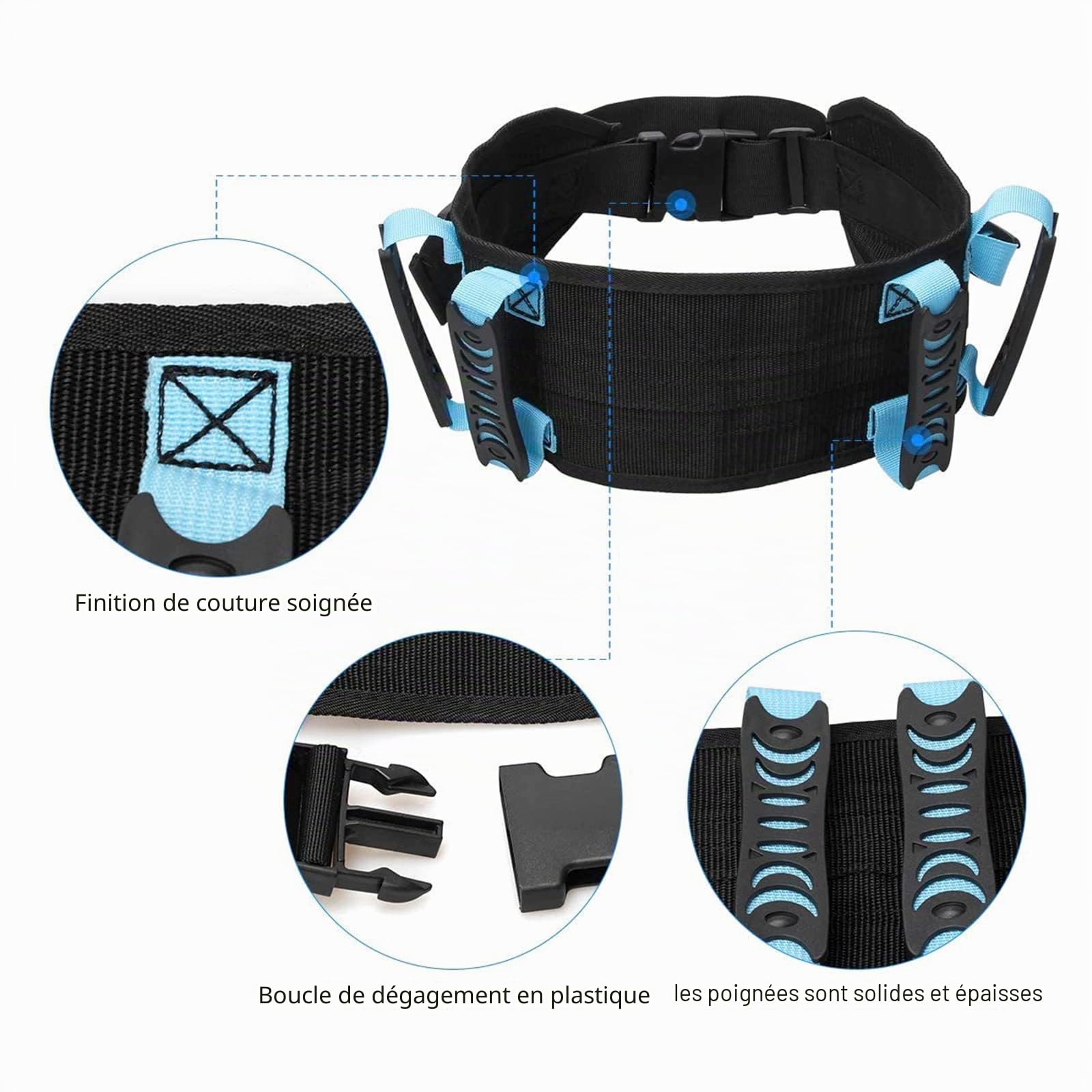 TINAYAUE Ceinture de Gait avec poignées Personnes âgées Ceinture d'assistance Rembourrée Protection Sécurité Soulèvement du Patient Robuste avec Sangles pour Handicapés Personnes blessées