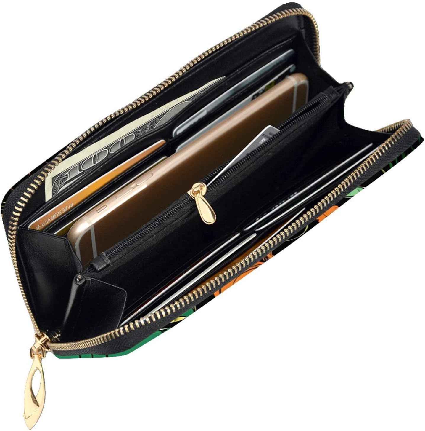 Green Ghost Horror Halloween Pumpkinfull Width Double-Sided Printed Long Wallet Is A Must-Have For Travel, Portable And Easy To Store In One