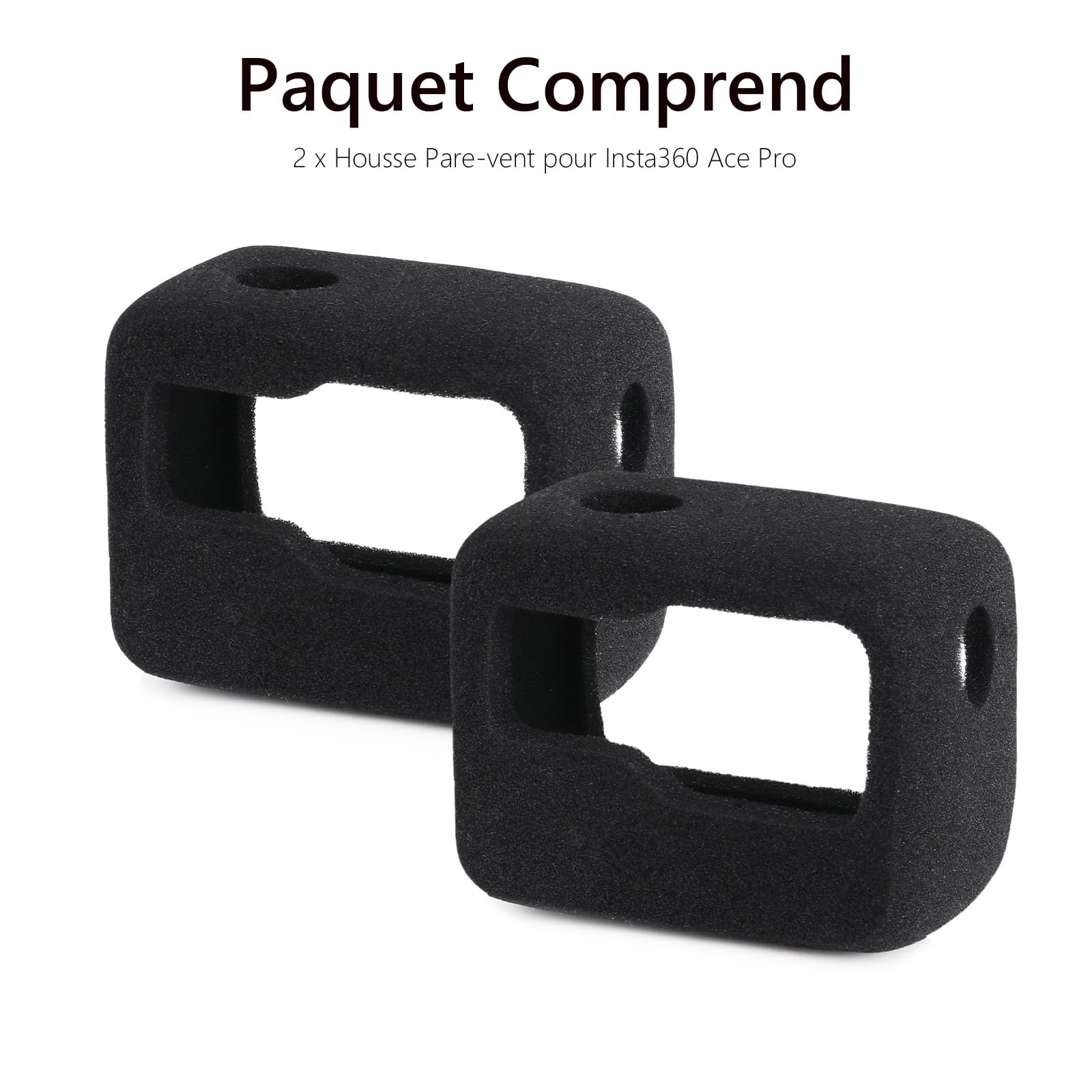 HSU 2 Pièces Coque de Protection Anti-Vent pour Insta360 Ace Pro, Boîtier en Mousse de Réduction de Bruit