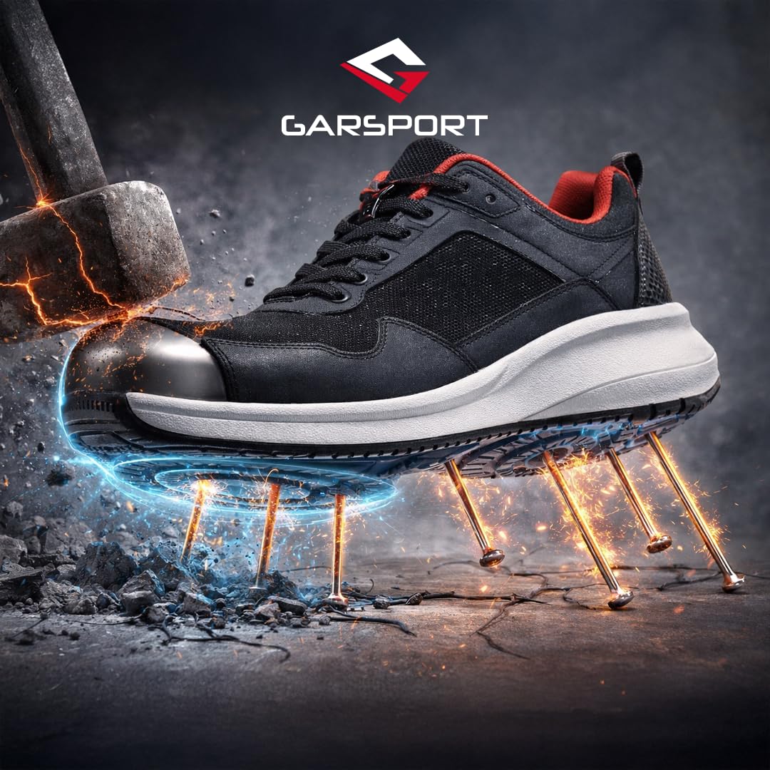 GARSPORT Adulto Motion Low 3 S3S Scarpa Antinfortunistica Bassa, Marrone/Giallo, Pelle Liscia, Lavoro, Stringata, Puntale in Acciaio