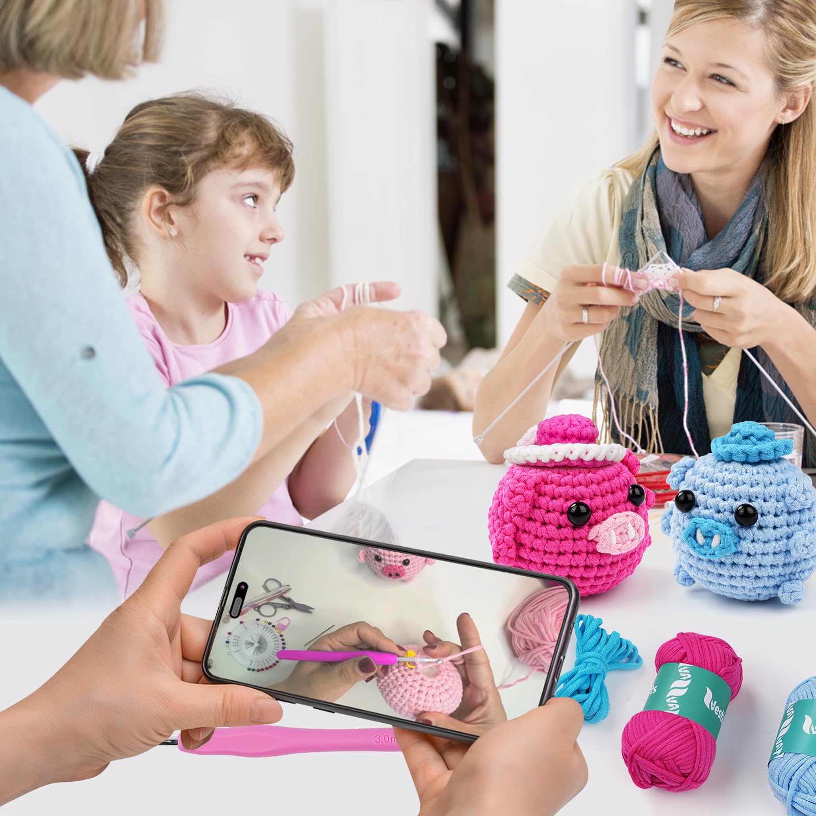 Kit de Crochet pour Débutants, Tricoter des Peluches Animaux, Pack d