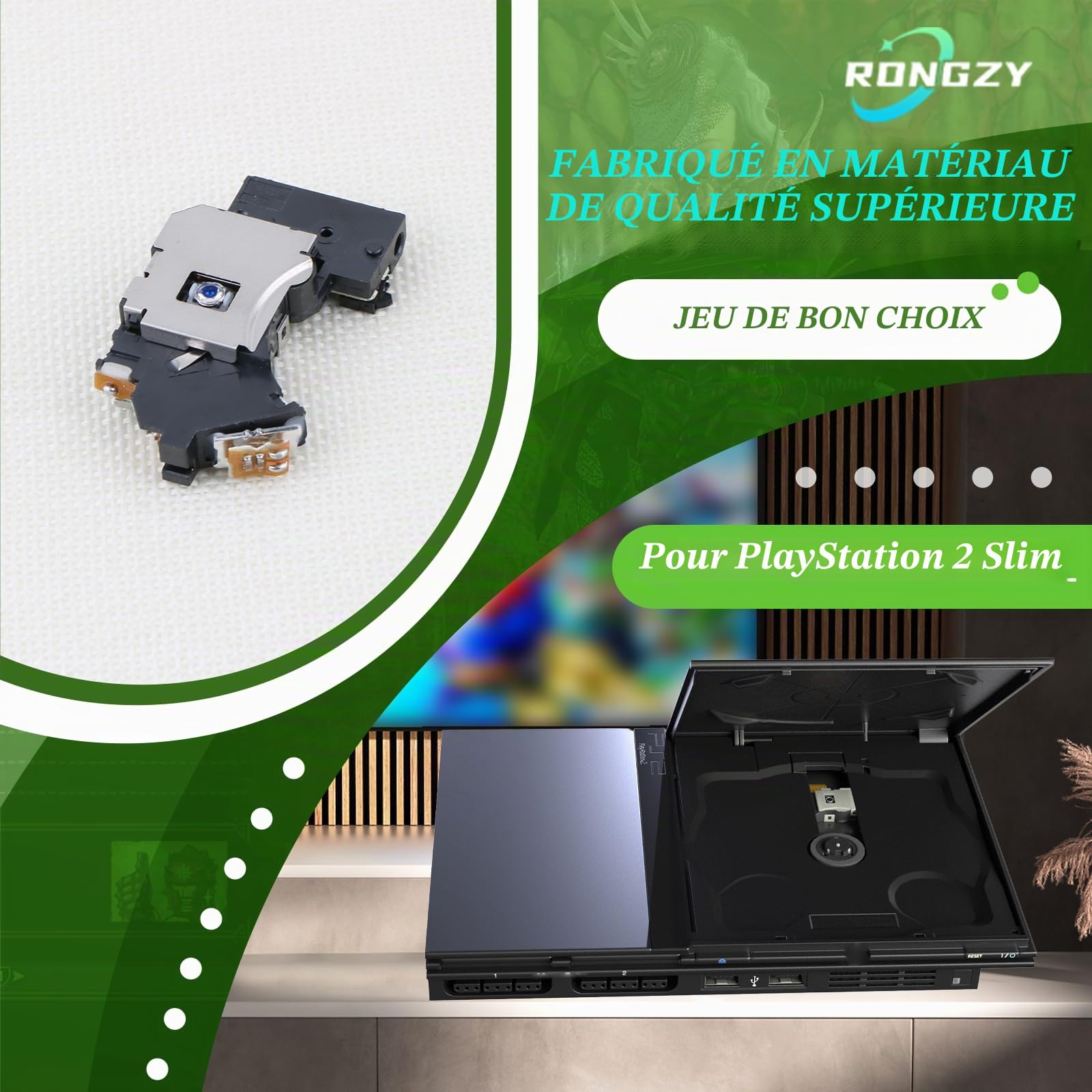 RongZy PVR-802W Laser Lens pour PS2 Slim 7W 9W Lentille Laser Remplacement de Pièces de Rechange Lentille Laser pour PS2 Slim avec Outils