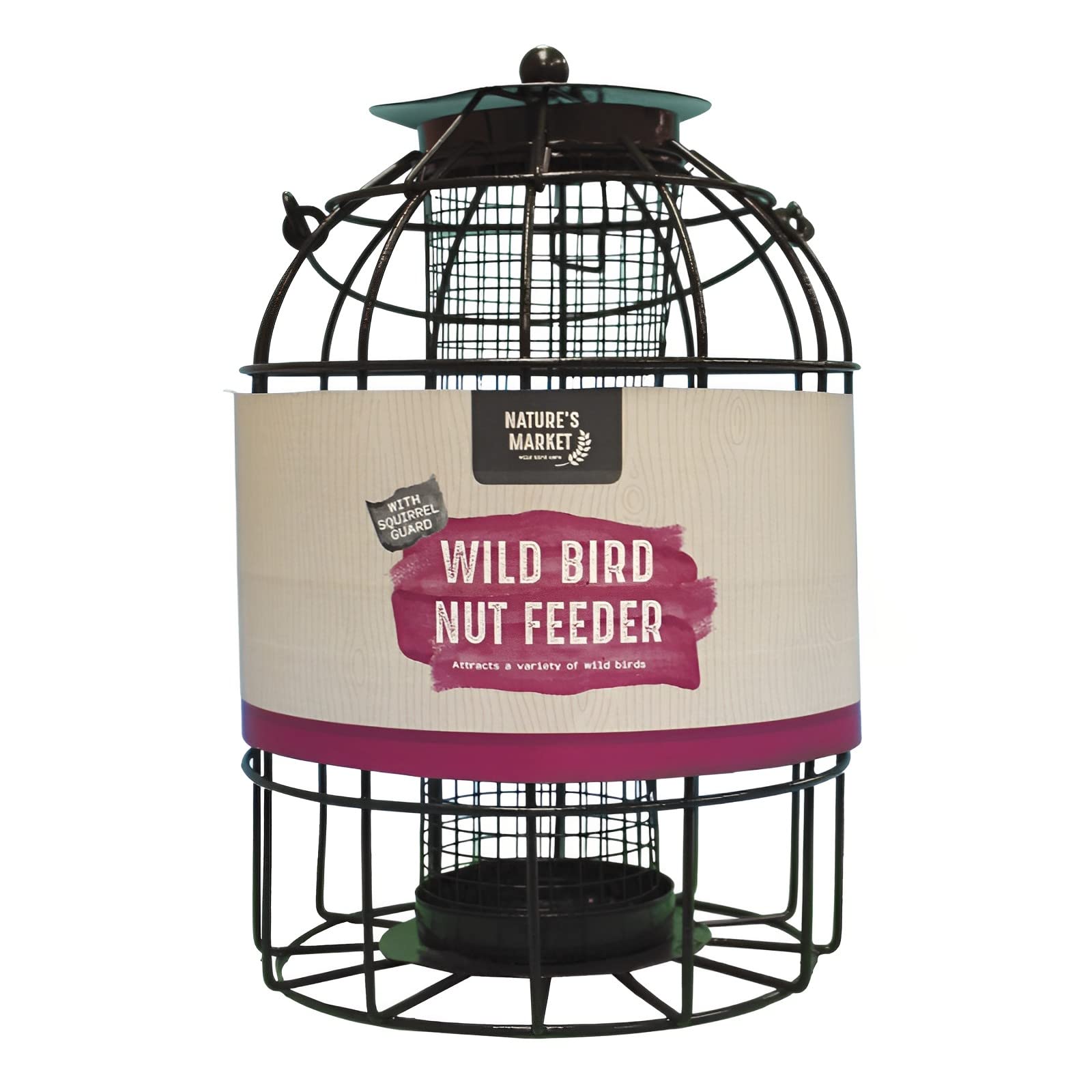 Unibos | Nut Feeder with Squirrel Guard | Heavy Duty All Metal | Dome Caged | Outdoor Weather Resistant | Easy Refill | Deter Squirrels & Large Birds (1)