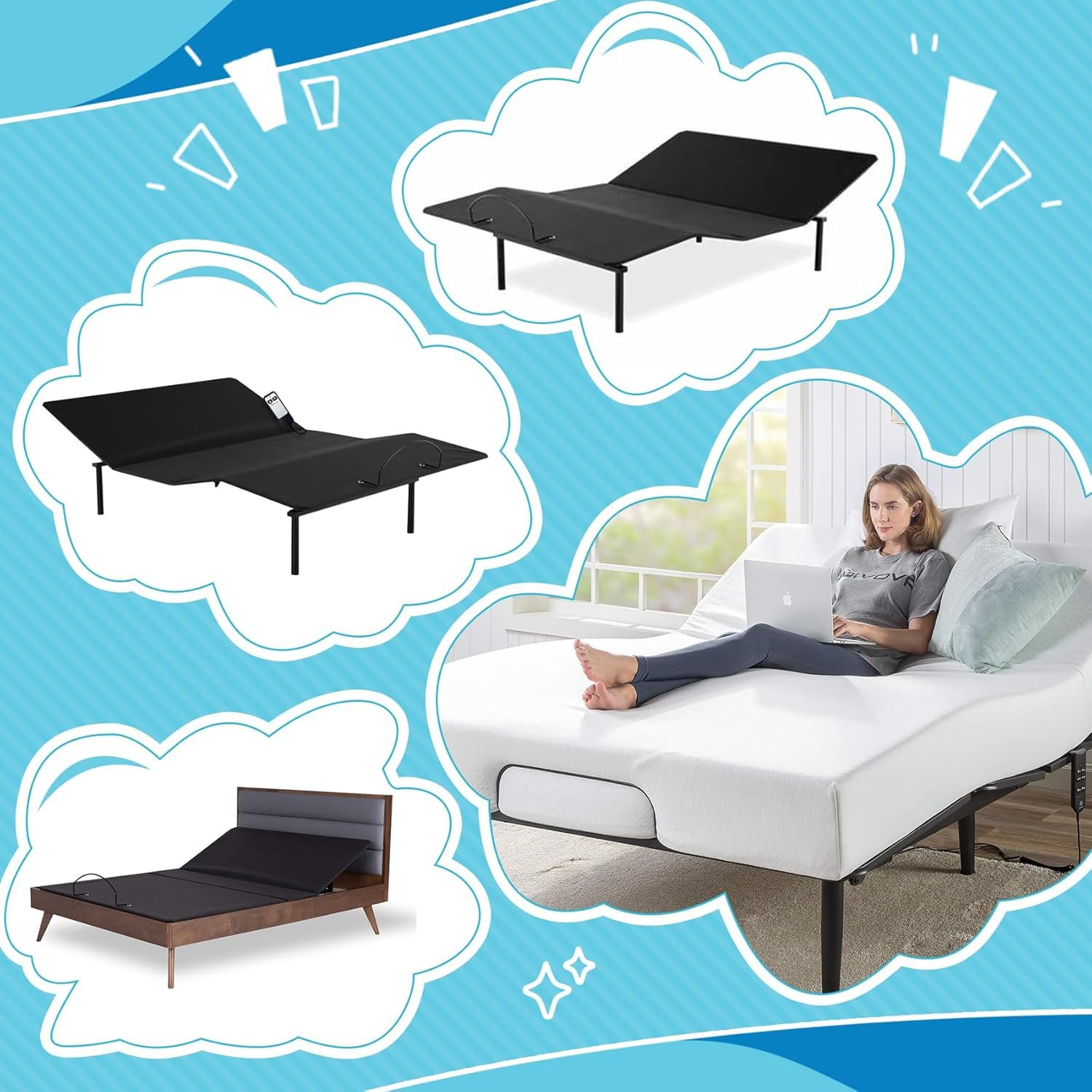 Telecomando cablato Richmat HJH5 per letto regolabile a 5 pin OEM per Matt. Firm Serie 50 e Leggett e Platt Bas-X HC Series Basi regolabili Adatto per parti regolabili del letto Leggett & Platt