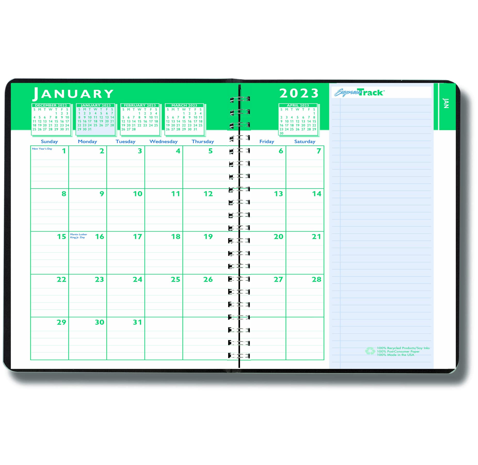 House of Doolittle Express Track Recycled Weekly Appointment Book/Monthly Planner, 8 x 5, Black Cover