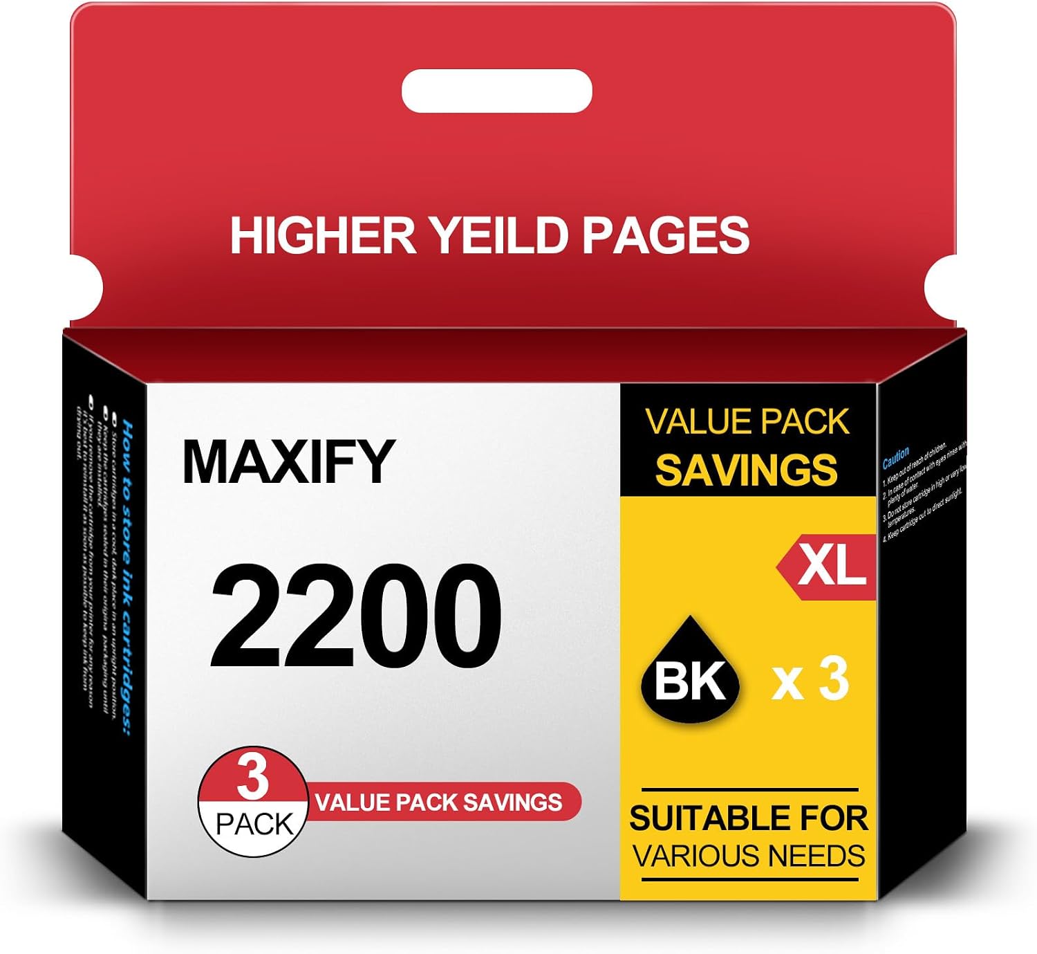 PGI-2200XL Black 3 Pack Value Pack Pigment Ink Cartridges Replacement for Canon PGI-2200 PGI 2200XL for Maxify MB5320 MB5420 MB5120 MB5020 iB4020 iB4120 (3 Black)