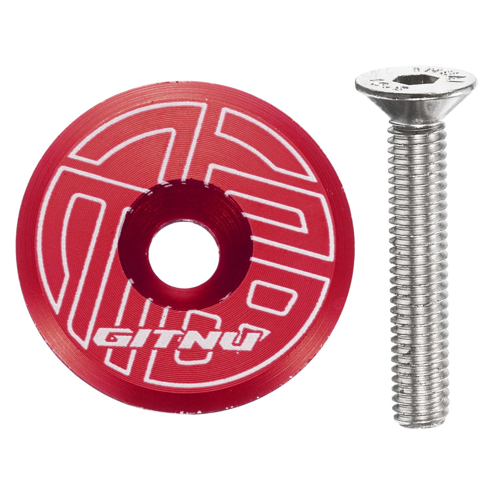 sourcing map 1 1/4" Bicycle Headset Top Cap Cover Aluminum Alloy Cycling Headset Stem with M6 Bolt for Mountain Bike Road MTB, Red