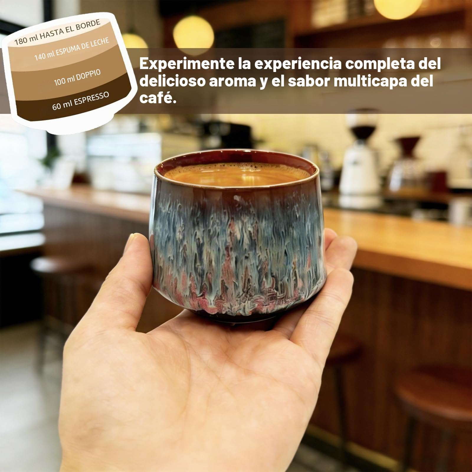 Juego de 4 Tazas de Espresso, Tazas de Cerámica Gruesa sin Asa, Tazas de Espresso de 180 ml, Taza de Café de Cerámica de Pared Gruesa, Juego de Tazas de Té de Cerámica, para Espresso, Moca