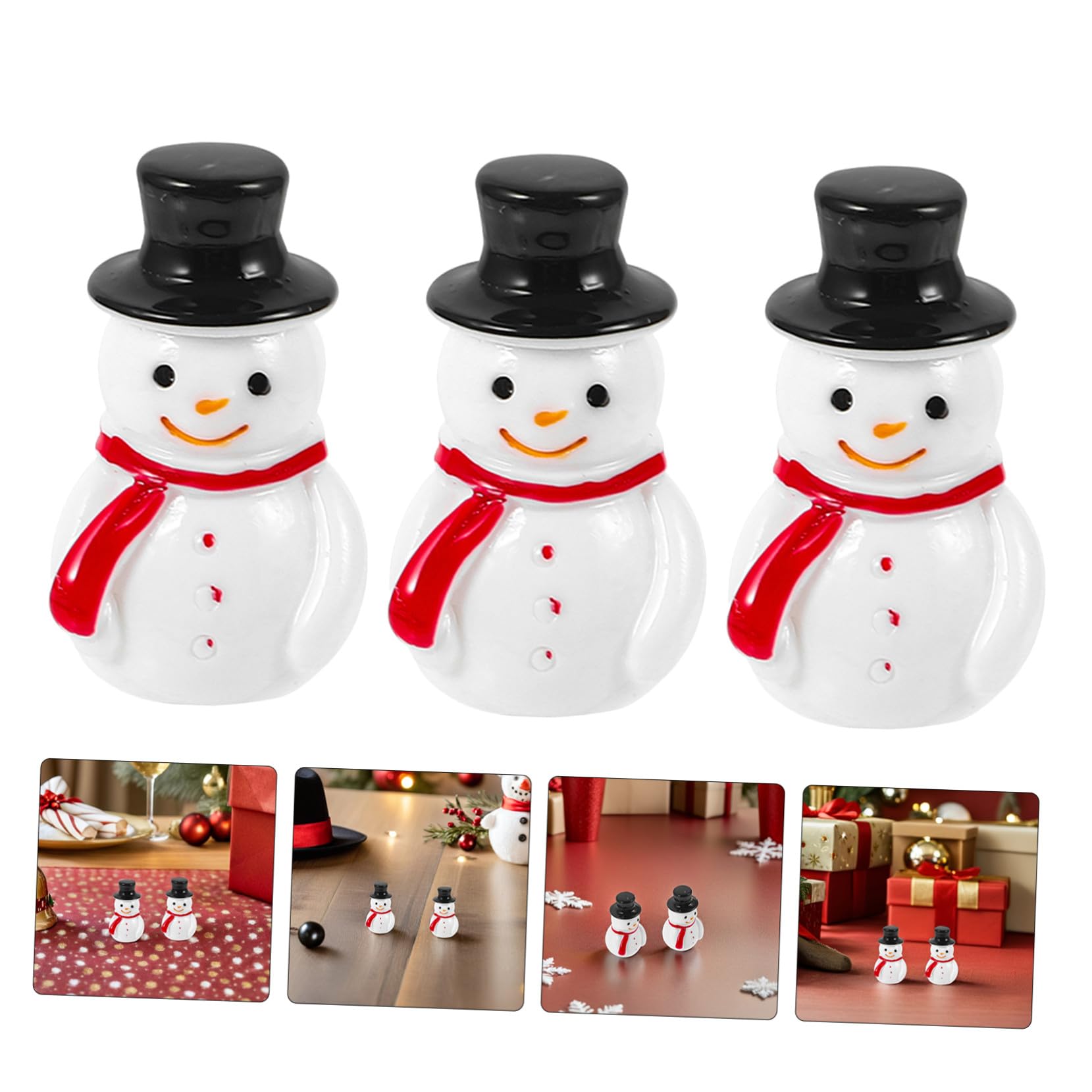 POPETPOP 100piezas Decoración de Mini Muñeco de Nieve de Resina Mini Adornos Navideños para Manualidades Casa de Muñecas Jardín de Hadas Fiesta de Invierno