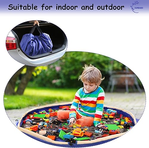 Miniatura 5 de Bolsa de almacenamiento de juguetes con cordón para Lego  Bolsa de tapete de juego, contenedor de almacenamiento de juguetes para niños con tapa