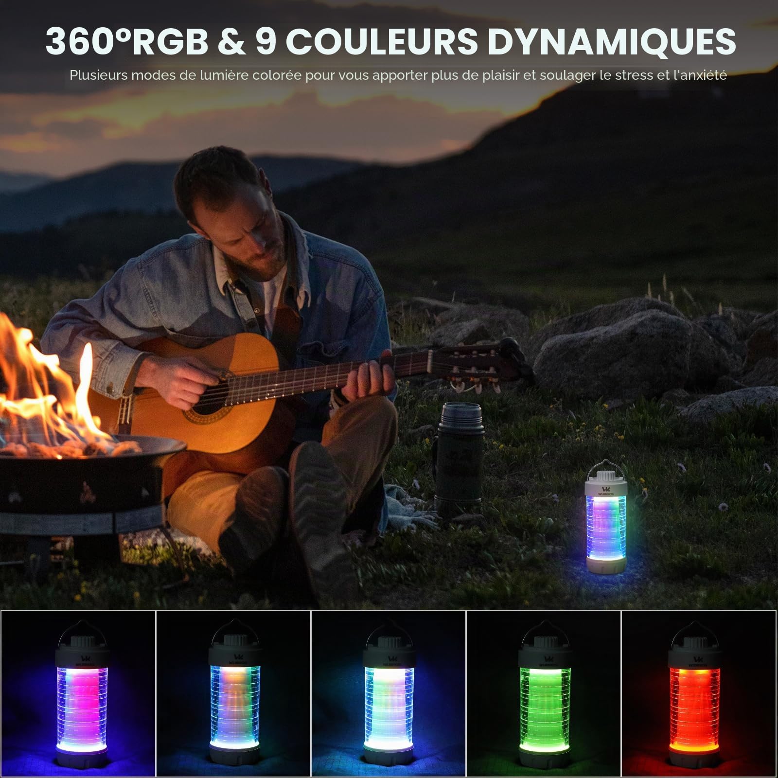 Wurkkos CL01 Lanterne LED extérieure 550 lumens, batterie 5000 mAh rechargeable, lumière de camping avec aimant, jusqu'à 300 h d'autonomie