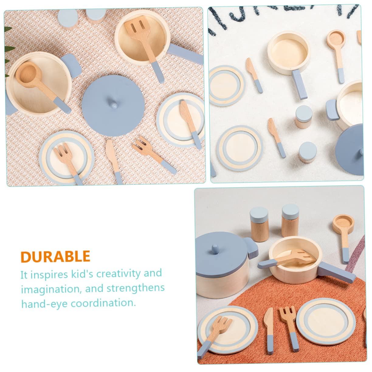 ERINGOGO Cocina de Juguete Infantil de Madera Utensilios Simulados para Juguete Educativo para Desarrollo y Juego Casa
