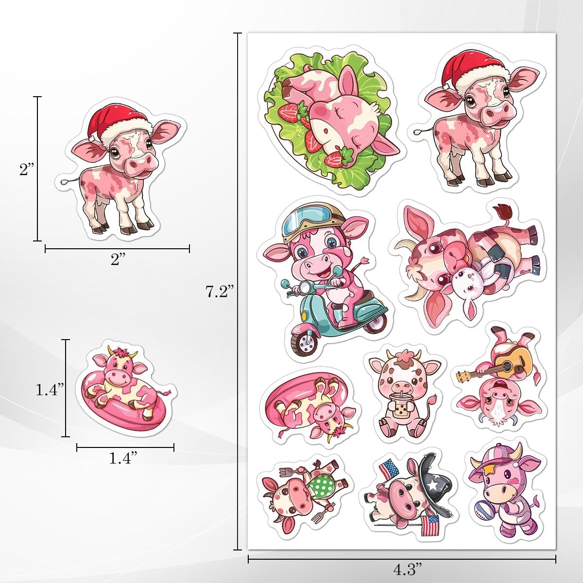 Pack 50 Pcs Cute Animal Dairy Cow Stickers for Water Bottles Funny Laptop Luggage Computer Scrapbooking Kids Teens Girls Boys Adults Aesthetic Waterproof Sticker Small Vinyl Decal image 4