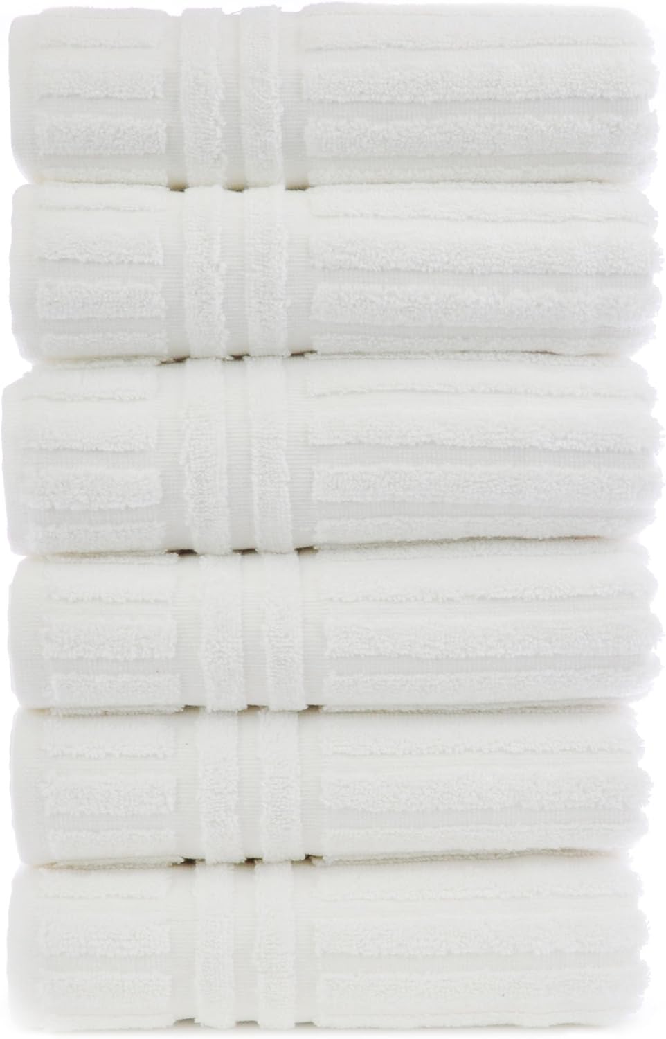 Bare Cotton Luxury Hotel and Spa Bath Towels, Striped, White, Set of 4