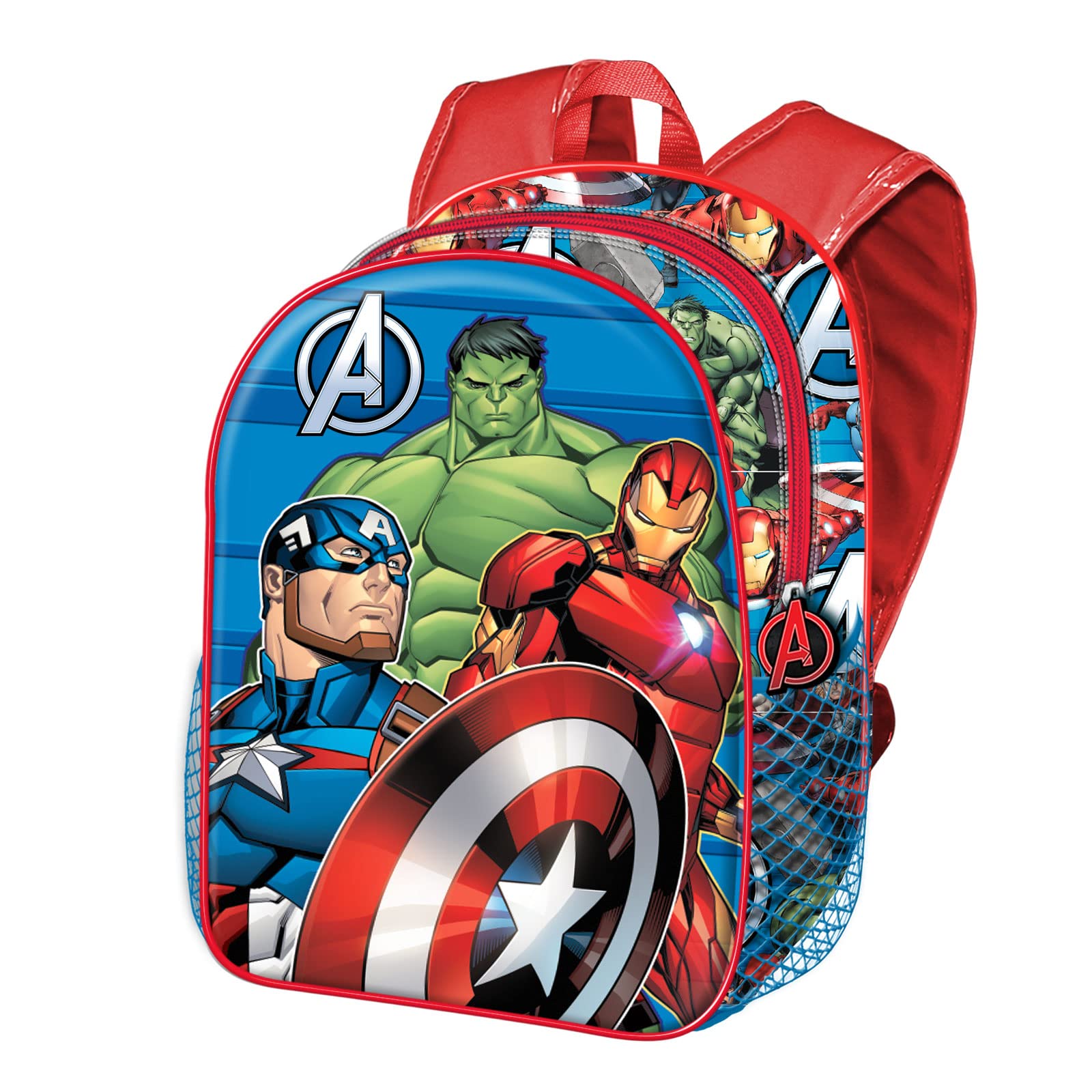 Marvel Los Vengadores Primed-Mochila 3D Pequeña, Azul, 26 x 31 cm, Capacidad 8.5 L