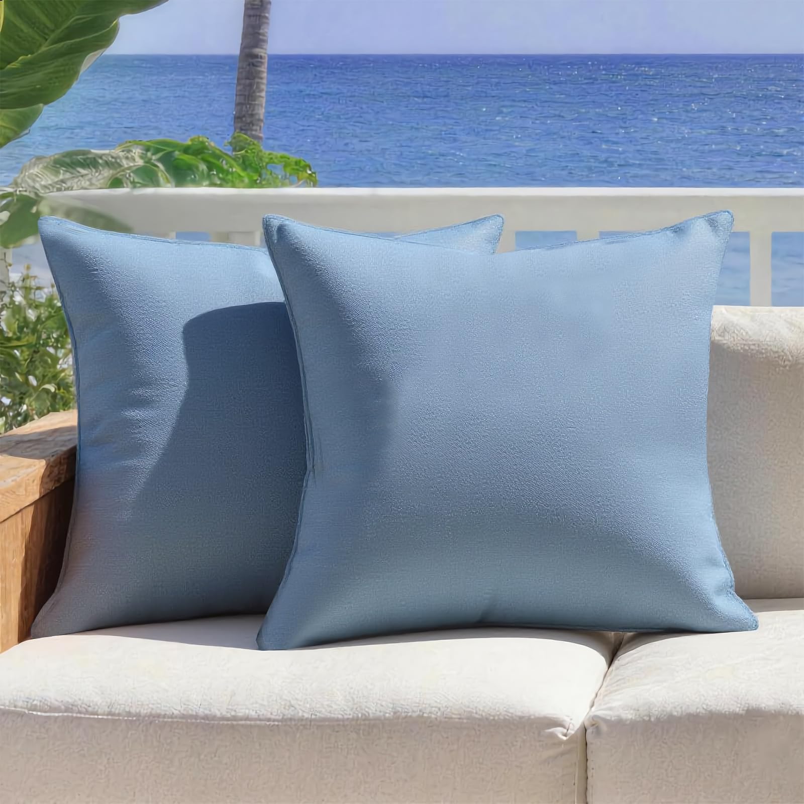 Photo 1 of Decodella Outdoor Waterproof Pillow Covers, Blue, 2 Pack