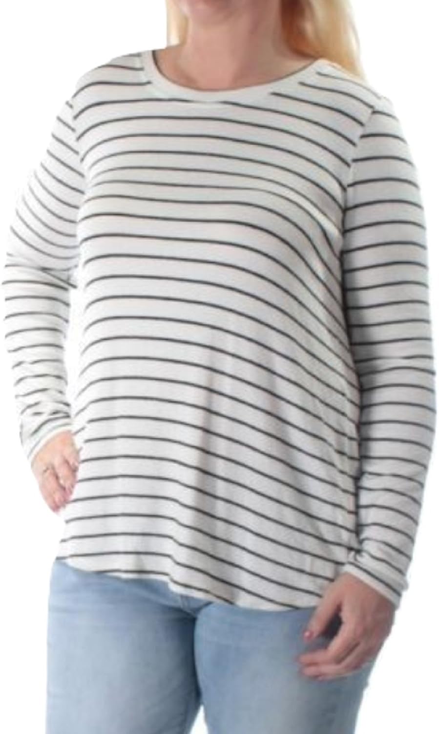 Maison Jules Womens Striped Polo Shirt White Size X Large