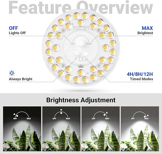 Barrina Orbgrow Series 5000K OG09 Puck Grow Light & 5000K OG11A2 Clip On Grow Light