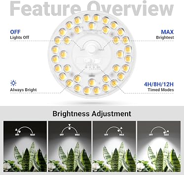 Barrina Orbgrow Series 5000K OG09 Puck Grow Light & 5000K OG11A2 Clip On Grow Light