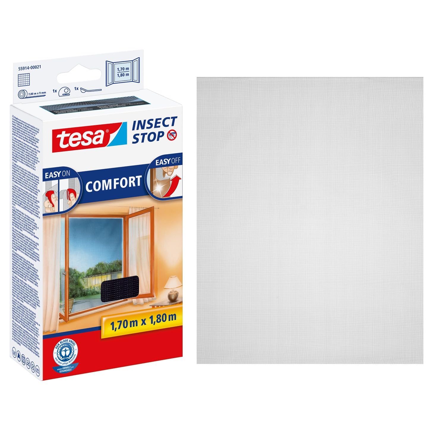 Tesa Mosquito, Fly And Insect Screen For Inward Opening Windows 1.7 M X 1.8 M (Max) Anthracite 4042448857705