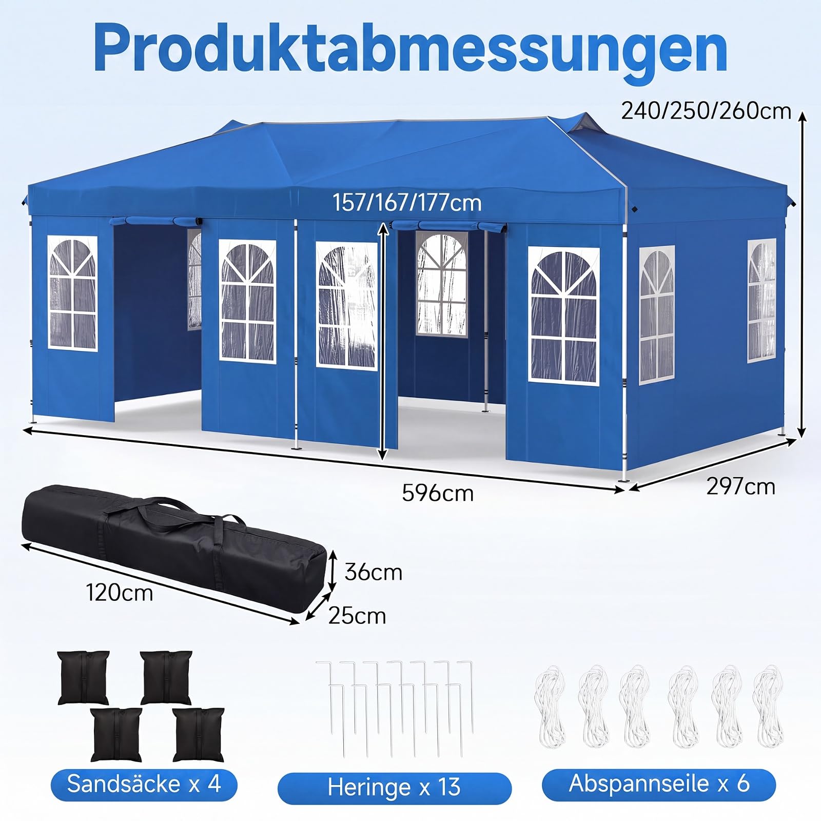 COSTWAY Pawilon, 3 x 6 m namiot imprezowy typu pop-up, z regulacją