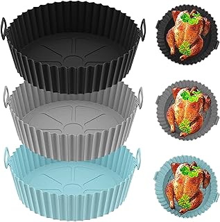 Silicone Air Fryer Liners, Air Fryer Liners Reusable Air Fryer Accessories Silicone Airfryer Liners Air Fryer Silicone Liner Replacement for Disposable Parchment Paper Liner 3pcs
