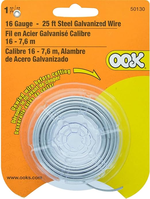 OOK 534642 Galvanized Hobby Wire (#16 x 25')