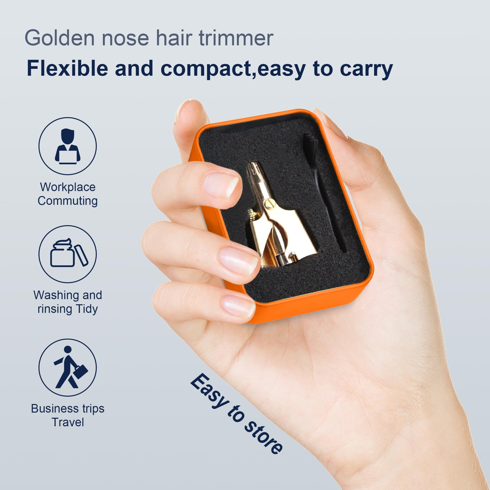 Recortador de pelo de nariz dorado para hombres, recortador de nariz para hombres, recortador de nariz, manual, impermeable, hipoalergénico, recorte suave, con doce cuchillas de doble filo 3
