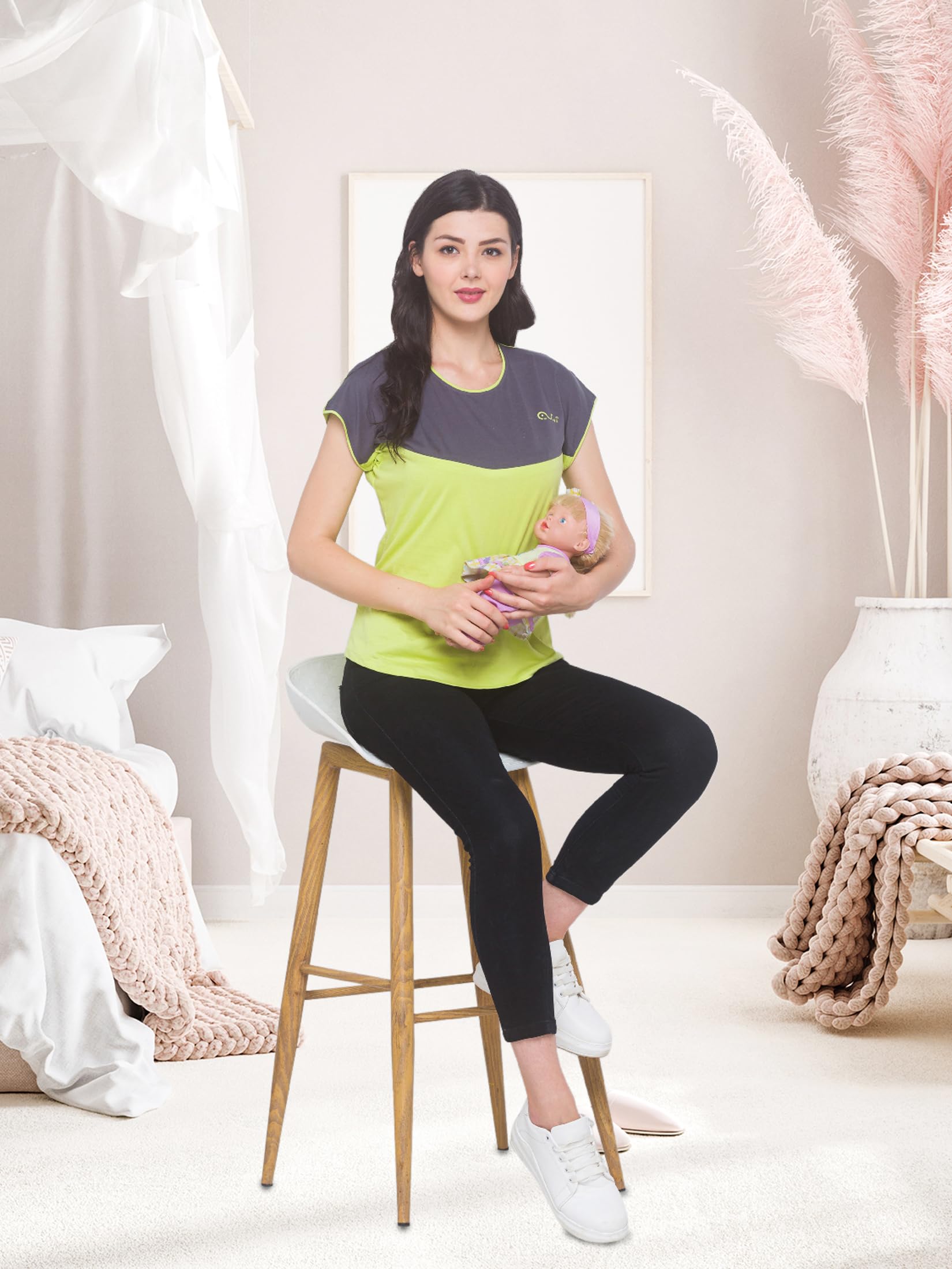 AV2 Regular Women's Maternity Top (8009Bm_Lime Green_Medium) - Image 7 thumbnail