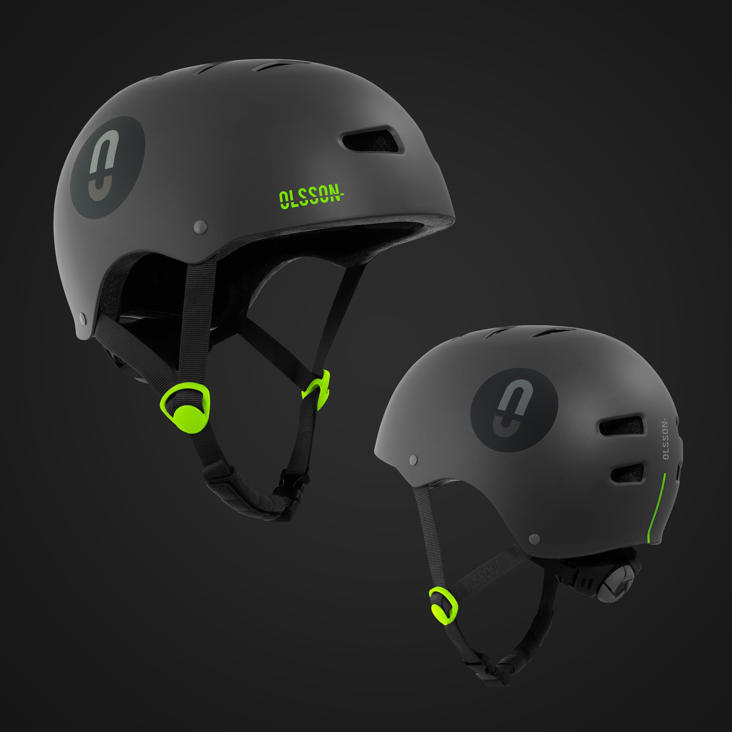 OLSSON Casco Urban Rider Tallas S a L (51-58cm) - Ajustable - Homologado - Resistente a Impactos 360º - Forro Desmontable - Ventilación - Apto patinetes Patines Bicicletas y Skate (Antracita, M/L)