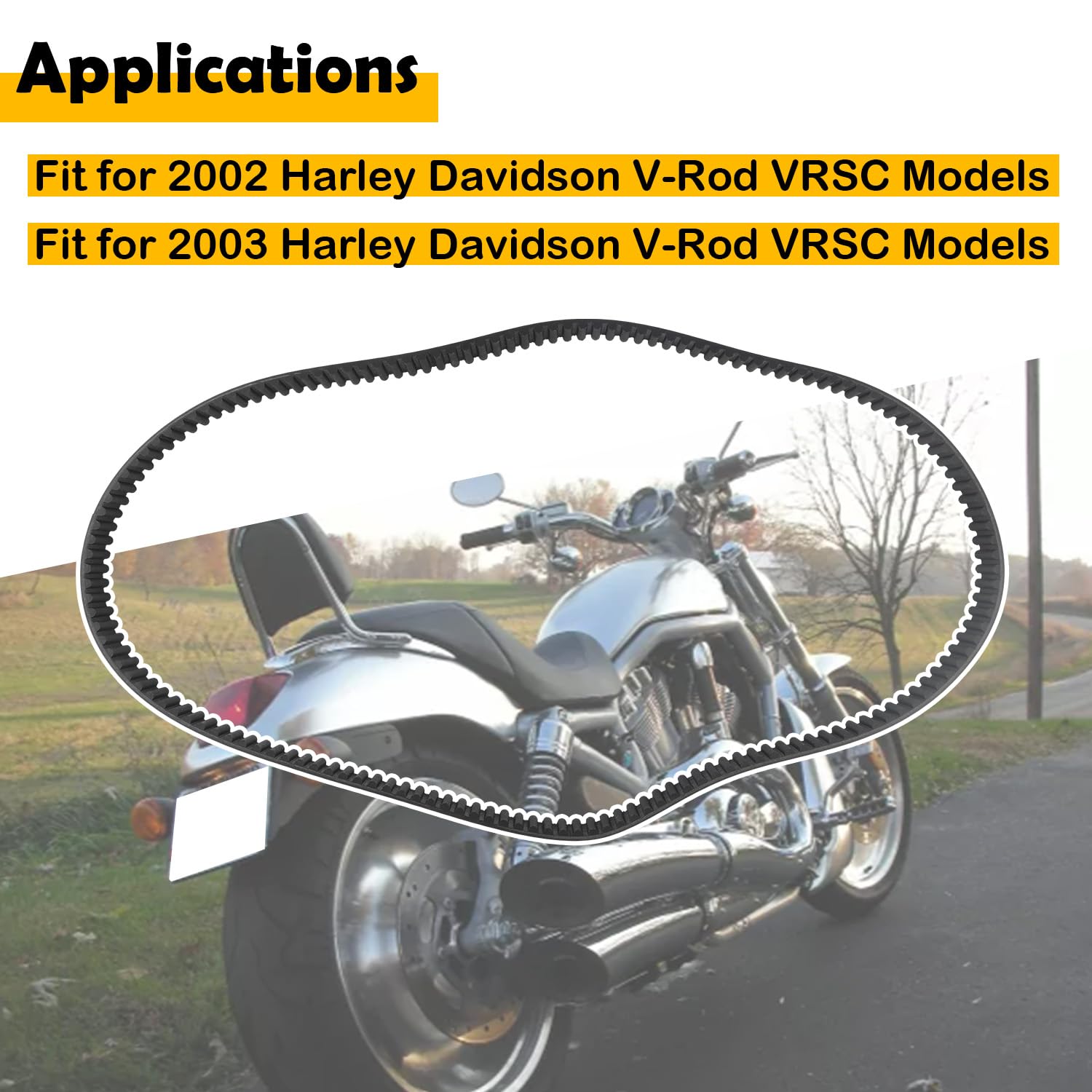 40027-01 150T 1-3/8" Rear Drive Belt Compatible with 2002-2003 Harley Davidson V-Rod VRSC Models, Heavy-Duty Final Drive Belt