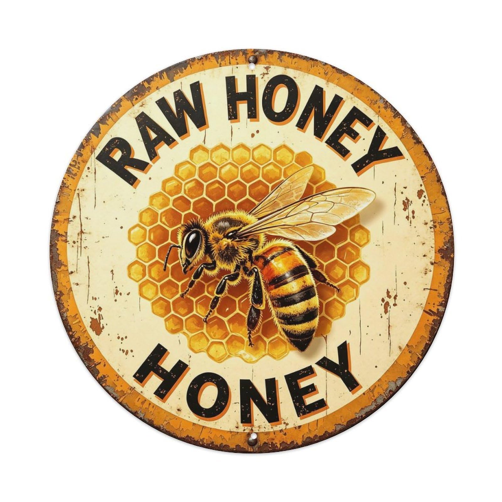 Raw Honey Metal Tin Sign Plaque