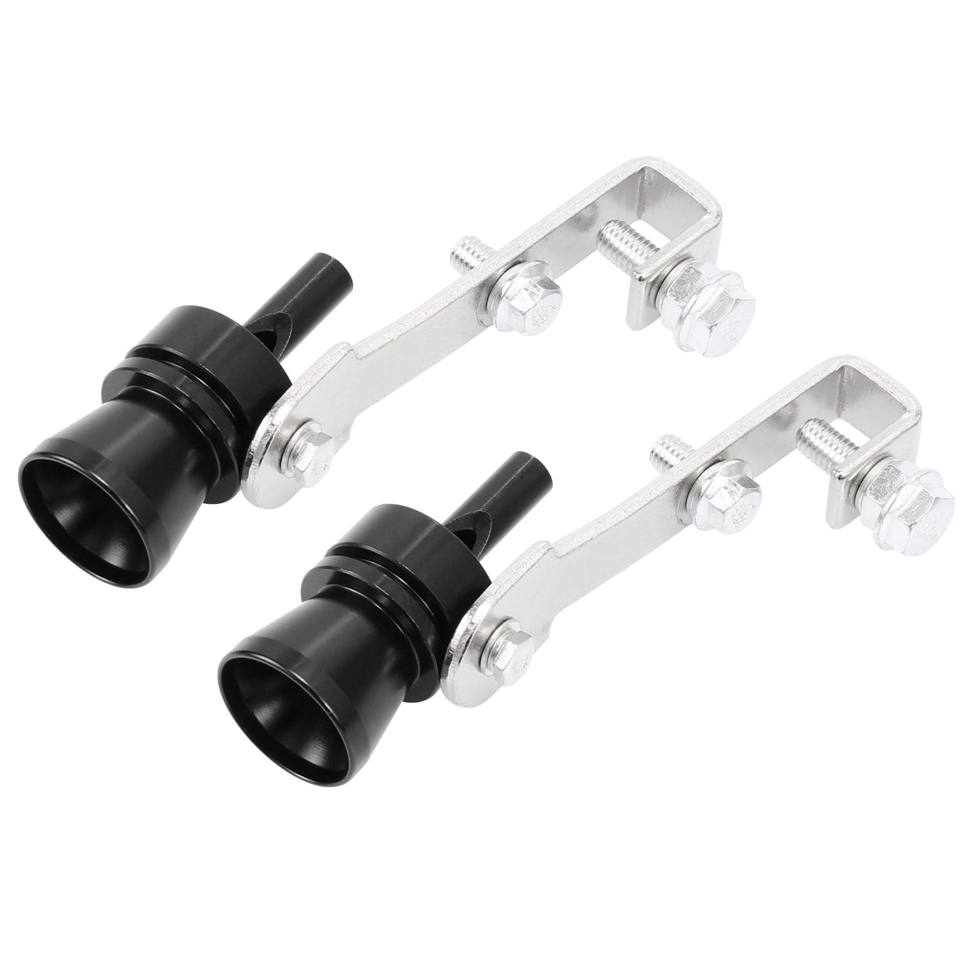 X AUTOHAUX 2pcs M Size Aluminum Alloy Universal Turbo Sound Exhaust Muffler Pipe Whistle Car Roar Maker Black