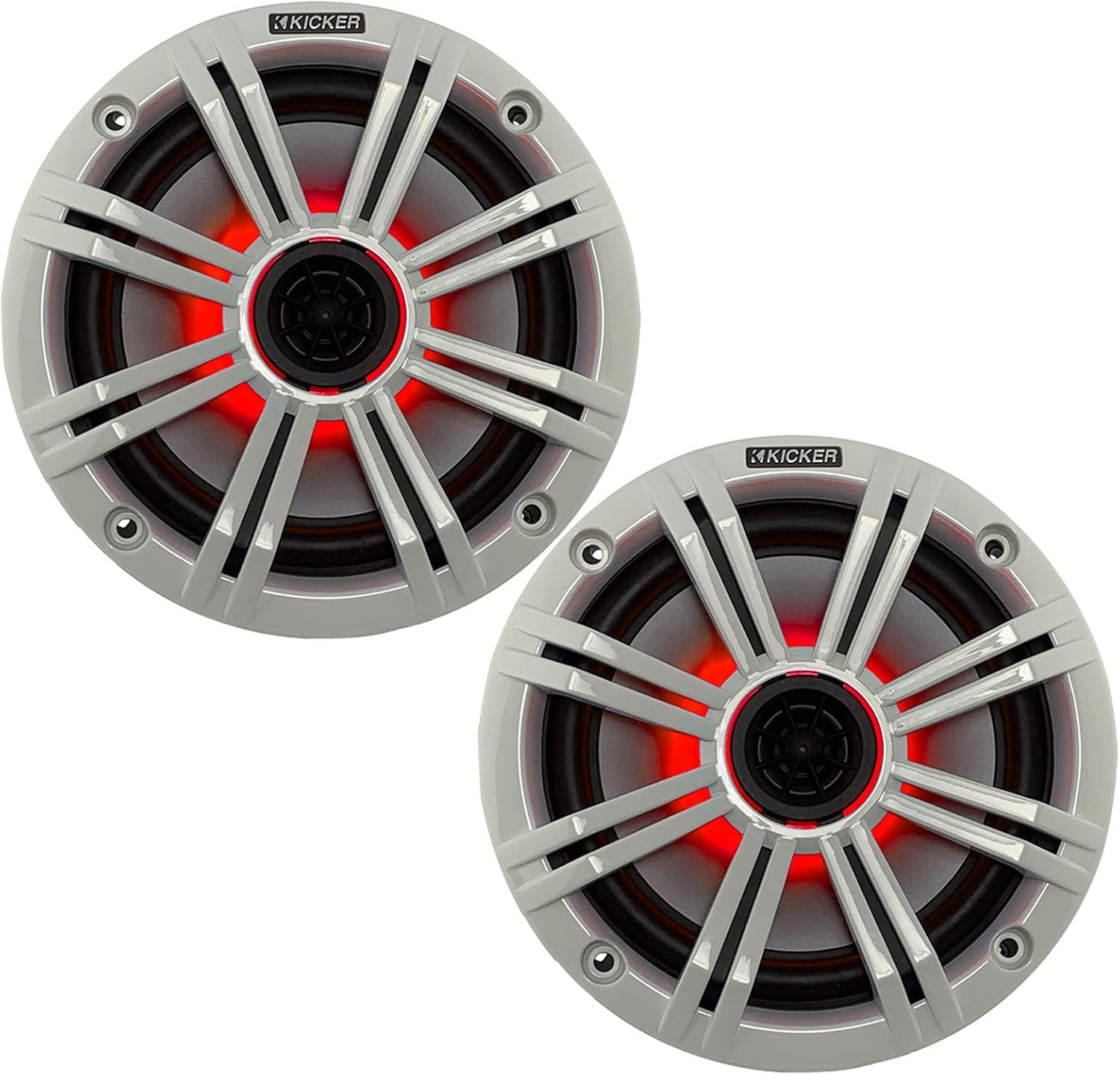 KICKER 6.5" White LED Marine Speakers (Qty 2) 1 Pair of OEM Replacement Speakers