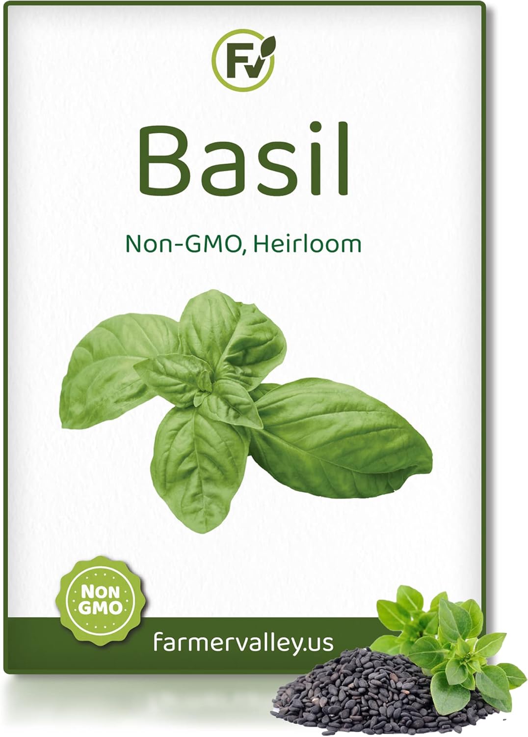 Basil Seeds for Planting Home Garden Herbs - Individual Pack of 550+ Heirloom Seeds, Suitable for Outdoors, Indoors, and Hydroponics - Non-GMO, Non-Hybrid, Untreated, and USA Grown Variety