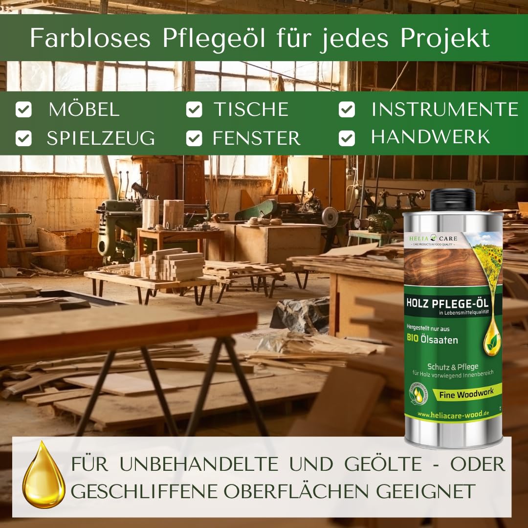 BIO Holzöl Set - Fine Woodwork, Heavy Duty & Outdoor Öl je 500ml - Premium Holzpflege für Innen & Außen - Hochwertiges Holz Öl - 100% Biologisch abbaubar & Farblos