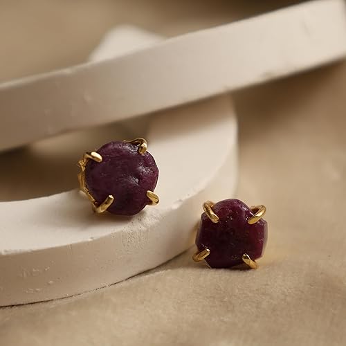 Miniatura 117 de Gempires Natural Raw Prong Setting Stud Earrings, 8-10 mm Crystals Earring, Handmade Jewelry, Gift for Her