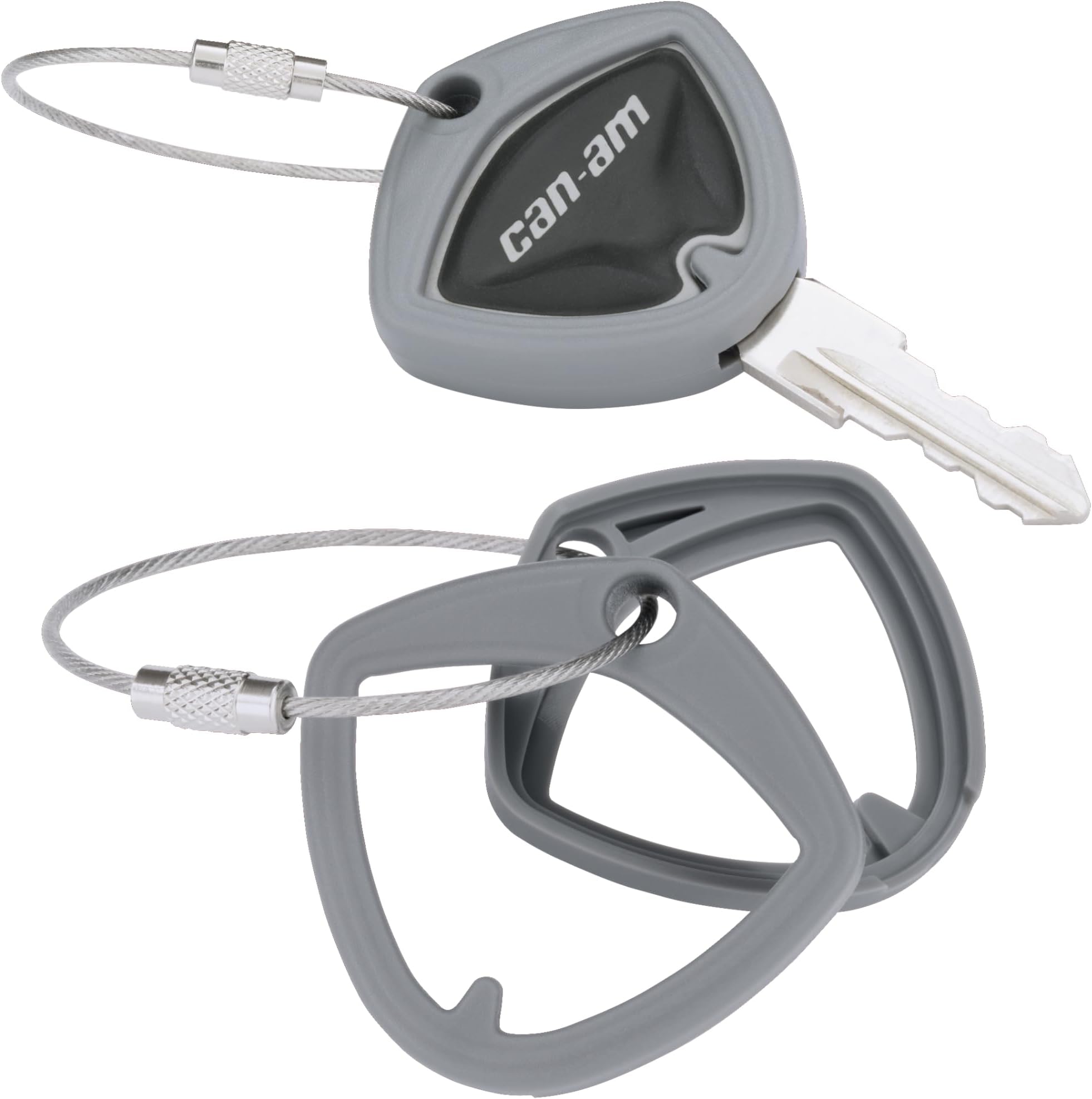 Big Bike Parts Show Chrome 41-182E Grey Can-Am Spyder Key Covers Key Chain Holder,2 Pack