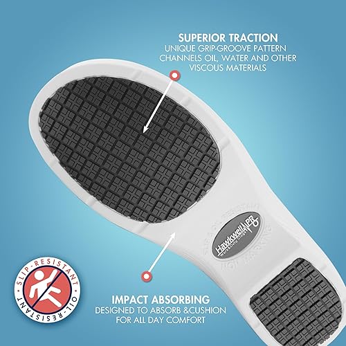 Miniatura 5 de Hawkwell Zuecos de cuero profesional para enfermeras, ligeros, antideslizantes y con soporte de arco para mujer, zapatos de enfermería para