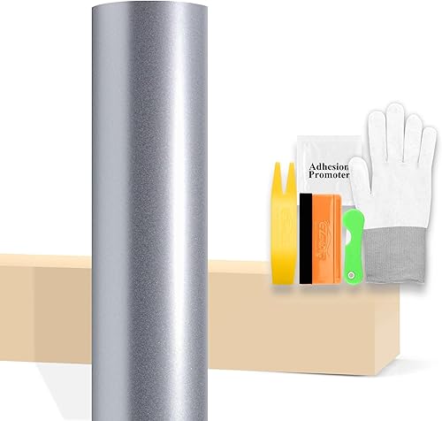 Miniatura 10 de Lámina adhesiva de vinilo mate de 12 x 60 pulgadas (1 pie x 5 pies) mate metálico satinado y plateado para auto, lámina de calcomanías para