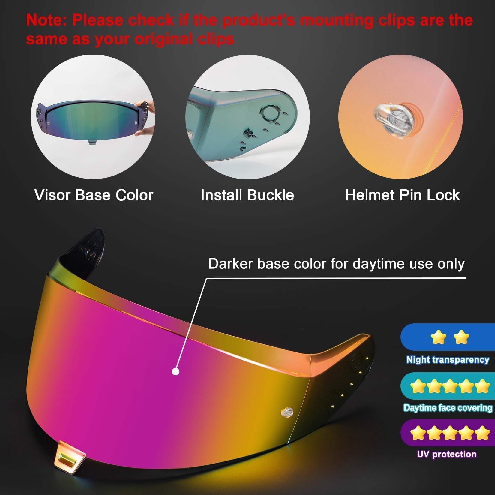 PSLER Visiera Casco per SKWAL i3 RIDILL 2 D-SKWAL 3 Visiera Colorata Accessori per Casco da Moto Ricambio(Rosso Rosa Profondo)