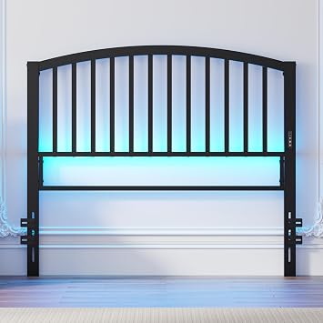 Weehom Metal Full Headboard Only with LED Lights and USB, Black